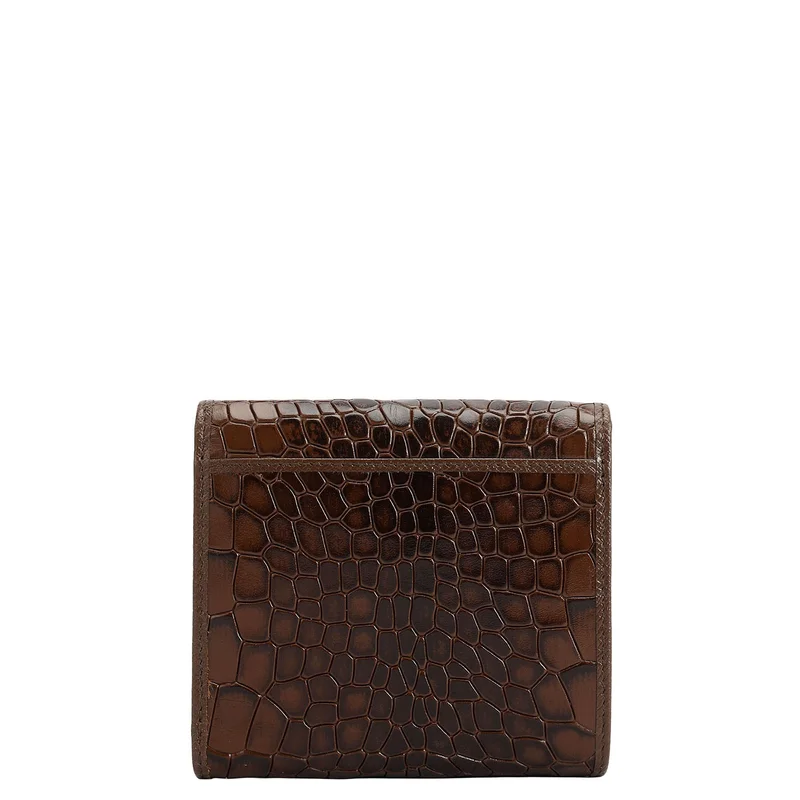 Da Milano Walnut Croco Leather Ladies Wallet - Walnut for Women | Best Price UAE